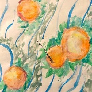 2 Paintings- Peaches Handmade Original Watercolor